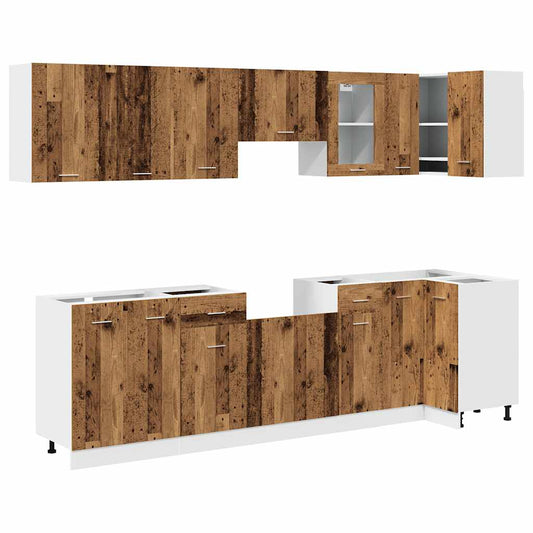 11 Piece Kitchen Cabinet Set Lyon" Old Wood Engineered Wood 11 Piece Kitchen Cabinet Set Lyon" Old Wood Engineered Wood