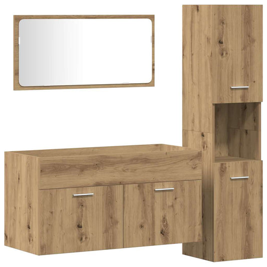 3 Piece Bathroom Furniture Set Artisan Oak Engineered Wood 3 Piece Bathroom Furniture Set Artisan Oak Engineered Wood