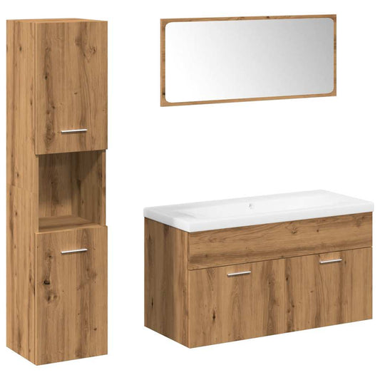 5 Piece Bathroom Furniture Set Artisan Oak Engineered Wood 5 Piece Bathroom Furniture Set Artisan Oak Engineered Wood