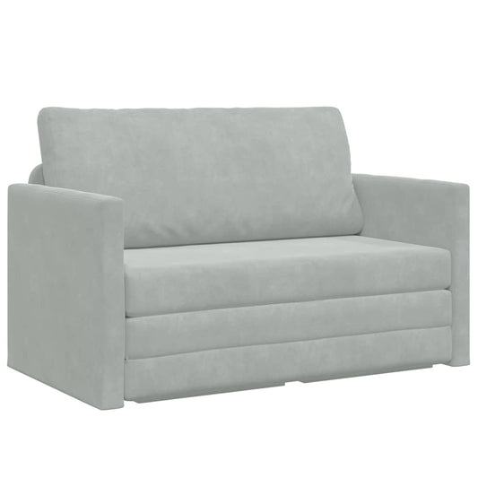 Sofa Bed Light Grey 124 x 204 x 61 cm Velvet Sofa Bed Light Grey 124 x 204 x 61 cm Velvet