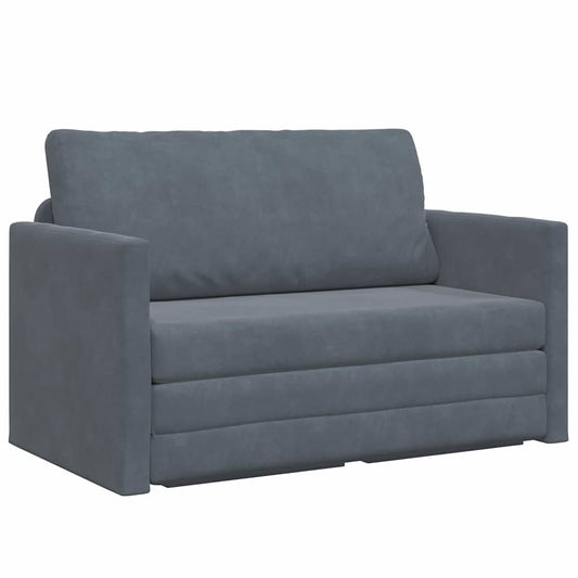 Sofa Bed Dark Grey 124 x 204 x 61 cm Velvet Sofa Bed Dark Grey 124 x 204 x 61 cm Velvet