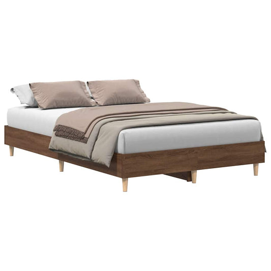 Bed Frame No Mattress Brown Oak 140x190 cm Engineered Wood Bed Frame No Mattress Brown Oak 140x190 cm Engineered Wood