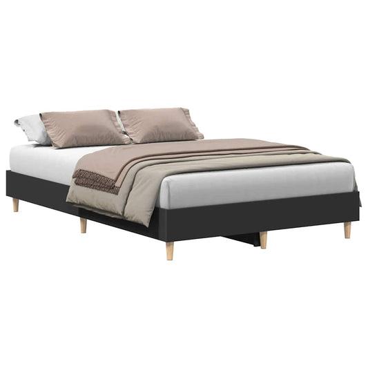 Bed Frame No Mattress Black 135x190 cm Double Engineered Wood Bed Frame No Mattress Black 135x190 cm Double Engineered Wood