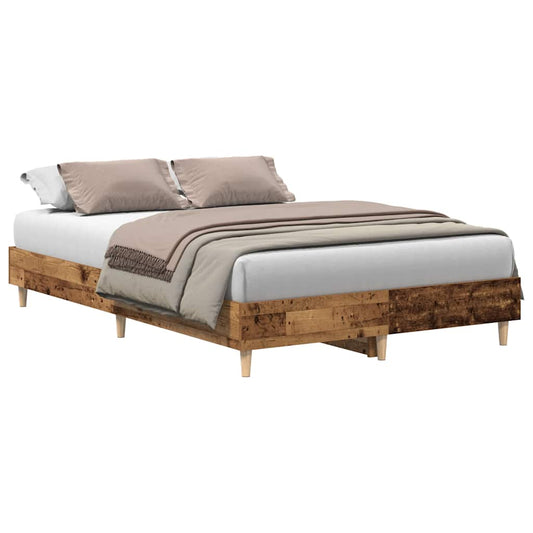 Bed Frame No Mattress Old Wood 135x190 cm Double Engineered Wood Bed Frame No Mattress Old Wood 135x190 cm Double Engineered Wood