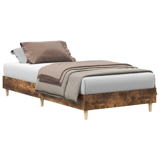 Bed Frame No Mattress Smoked Oak 90x190 cm Single Engineered Wood Bed Frame No Mattress Smoked Oak 90x190 cm Single Engineered Wood