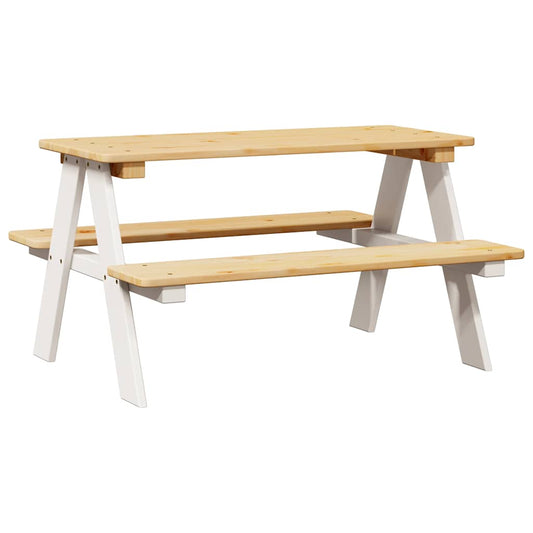 Children's Table with Benches IRUN White 90x79.5x50cm Solid Wood Children's Table with Benches IRUN White 90x79.5x50cm Solid Wood