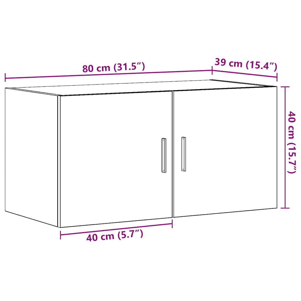 Wall Cabinet Black Oak 80x39x40 cm Engineered Wood