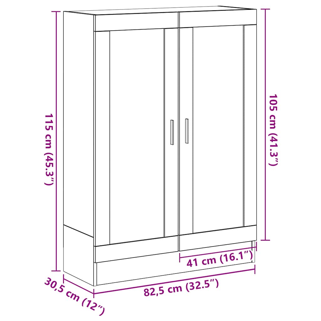 Book Cabinet Black Oak 82,5x30,5x115 cm Engineered Wood