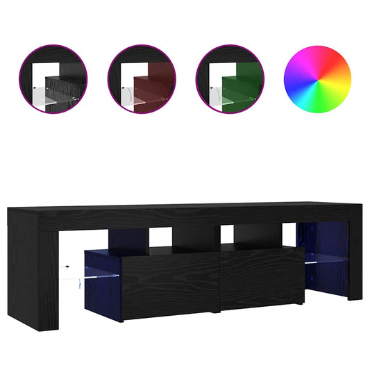 TV Cabinet with LED Lights Black Oak 140x36.5x40 cm Engineered Wood TV Cabinet with LED Lights Black Oak 140x36.5x40 cm Engineered Wood