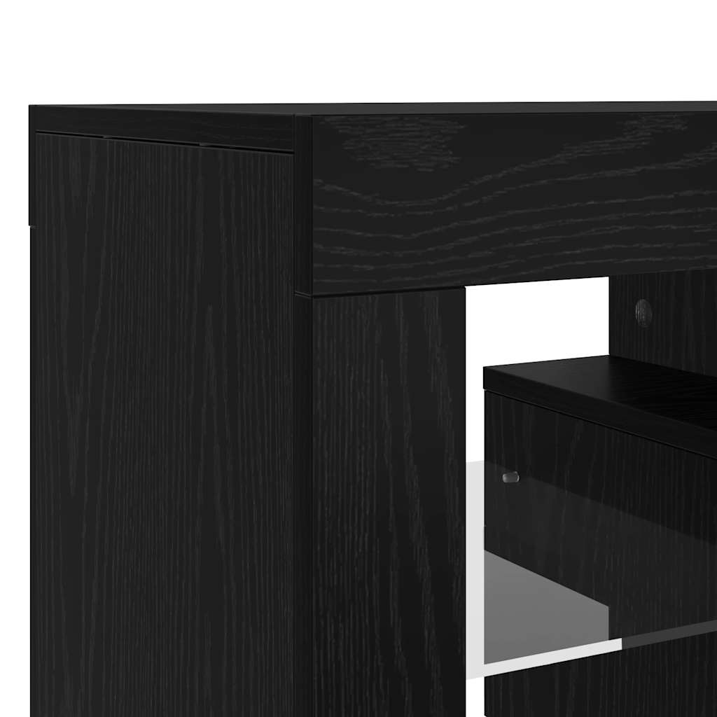 TV Cabinet with LED Lights Black Oak 140x36.5x40 cm Engineered Wood