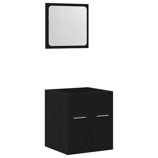2 Piece Bathroom Furniture Set Black Oak Engineered Wood 2 Piece Bathroom Furniture Set Black Oak Engineered Wood