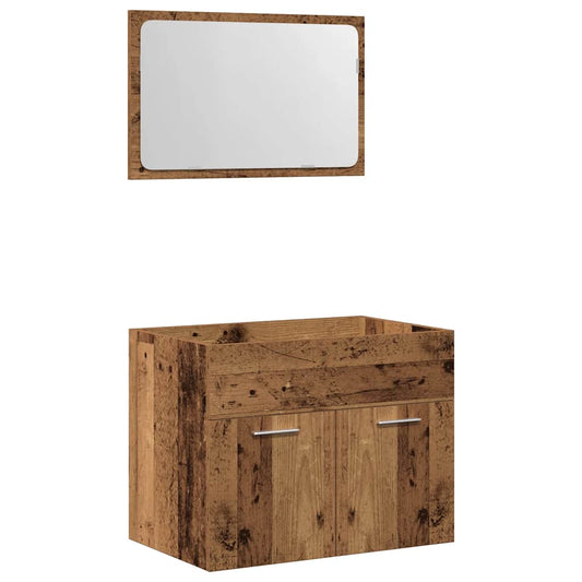 2 Piece Bathroom Furniture Set Old Wood Engineered Wood 2 Piece Bathroom Furniture Set Old Wood Engineered Wood