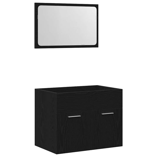 2 Piece Bathroom Furniture Set Black Oak Engineered Wood 2 Piece Bathroom Furniture Set Black Oak Engineered Wood