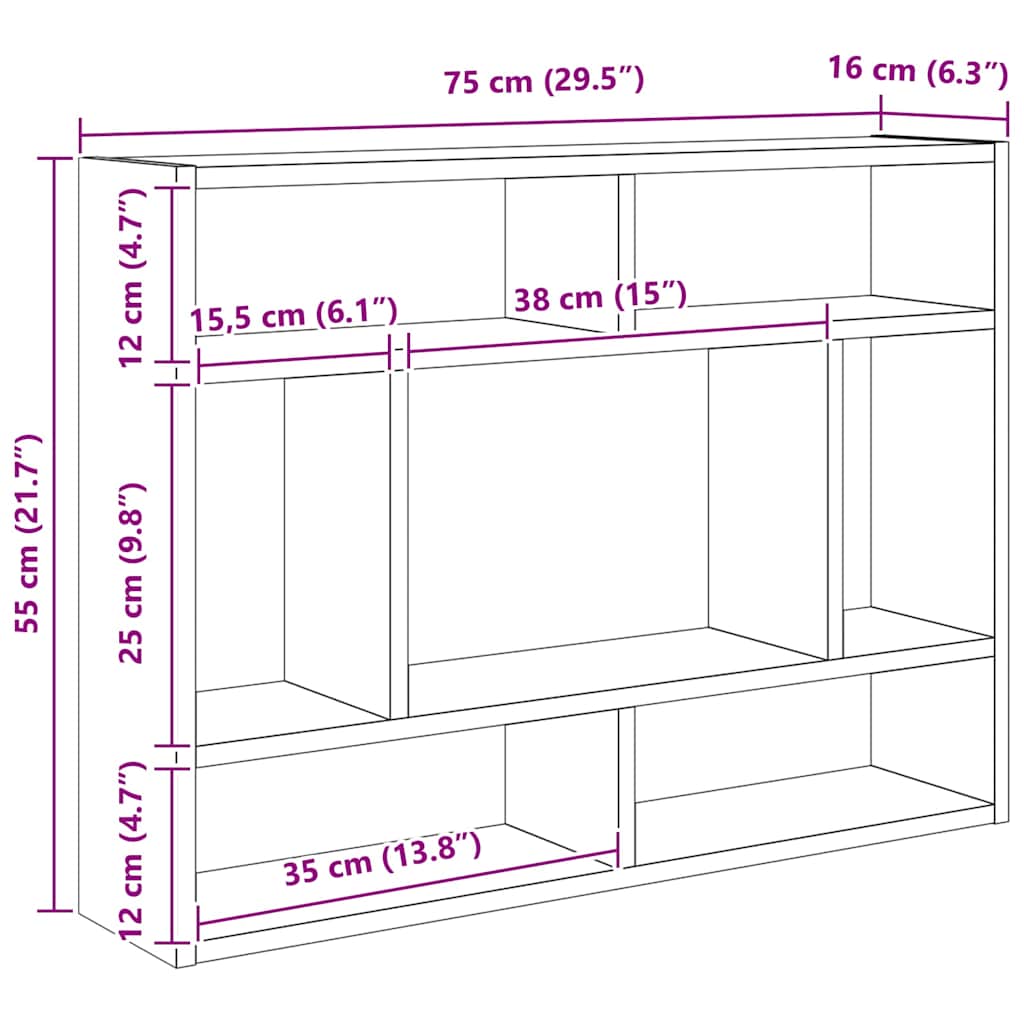 Wall Shelf Old Wood 75x16x55 cm Engineered Wood