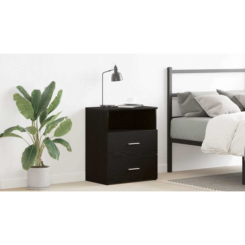 Nightstand with Drawer Black Oak 50 x 32 x 60cm Engineered Wood