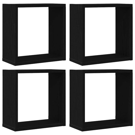 Wall Cube Shelves 4 pcs Black Oak 30x15x30 cm Engineered Wood Wall Cube Shelves 4 pcs Black Oak 30x15x30 cm Engineered Wood