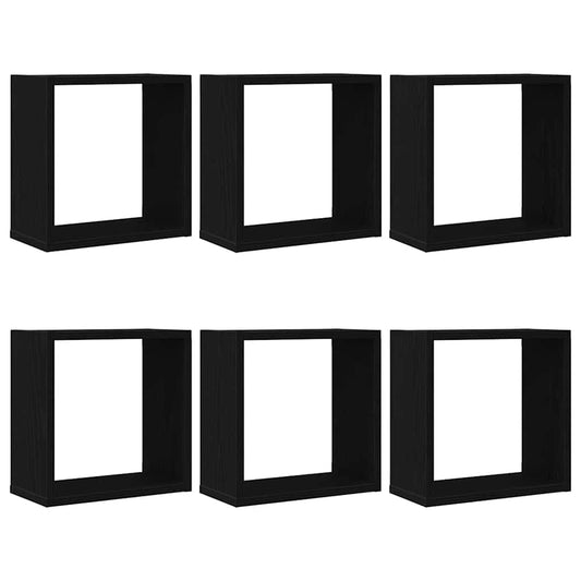 Wall Cube Shelves 6 pcs Black Oak 30x15x30 cm Engineered Wood Wall Cube Shelves 6 pcs Black Oak 30x15x30 cm Engineered Wood