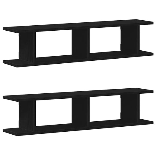 Wall Shelves 2 pcs Black Oak 90x18x20 cm Engineered Wood Wall Shelves 2 pcs Black Oak 90x18x20 cm Engineered Wood