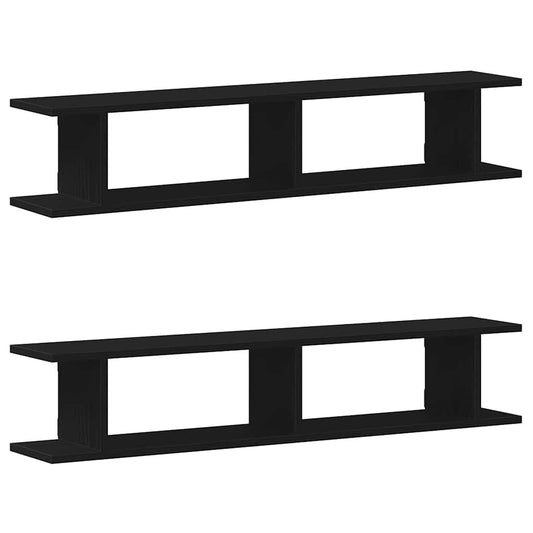 Wall Shelves 2 pcs Black Oak 105x18x20 cm Engineered Wood Wall Shelves 2 pcs Black Oak 105x18x20 cm Engineered Wood