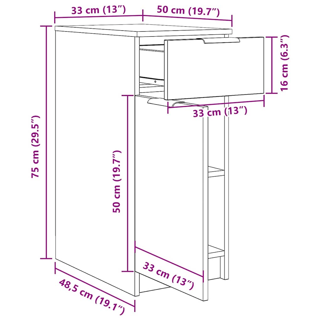 Office Cabinet 33 x 50 x 75 cm Engineered Wood Black Oak