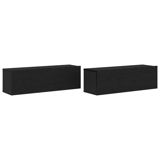 TV Cabinet 2 pcs Black 100 x 30 x 30 cm Engineered Wood TV Cabinet 2 pcs Black 100 x 30 x 30 cm Engineered Wood