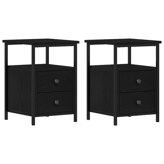 Bedside Cabinets 2 pcs Black Oak 34x35.5x50 cm Engineered Wood Bedside Cabinets 2 pcs Black Oak 34x35.5x50 cm Engineered Wood