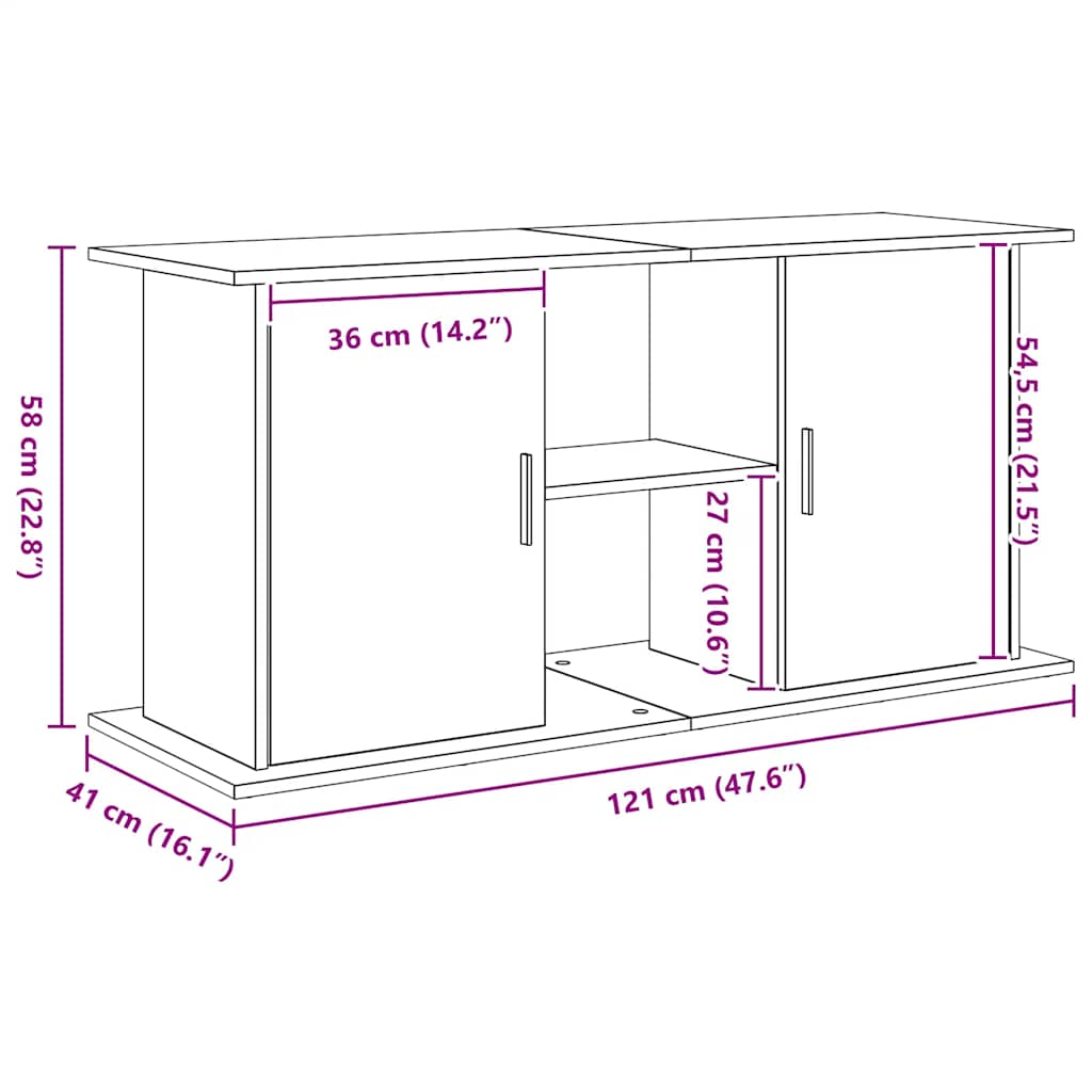 Aquarium Stand Black Oak 121x41x58 cm Engineered Wood