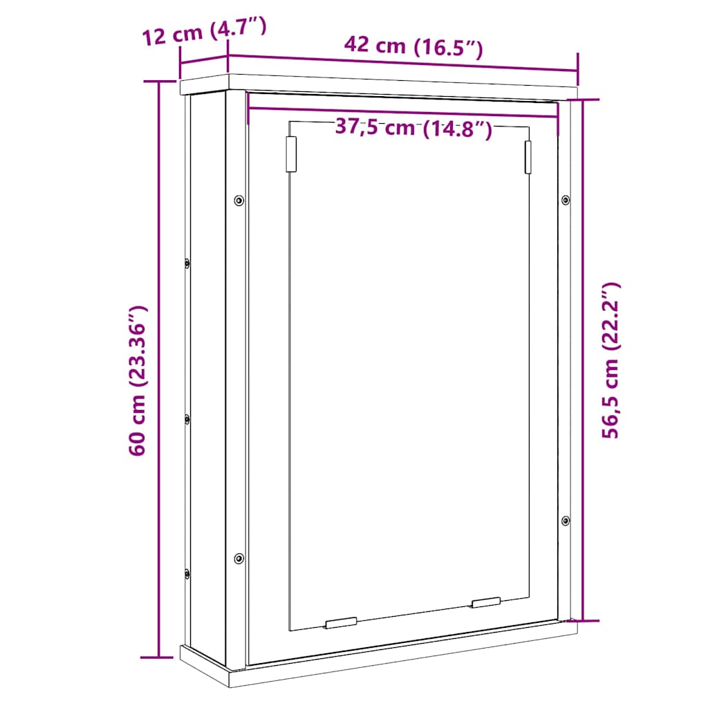 Bathroom Mirror Cabinet Old Wood 42x12x60 cm Engineered Wood