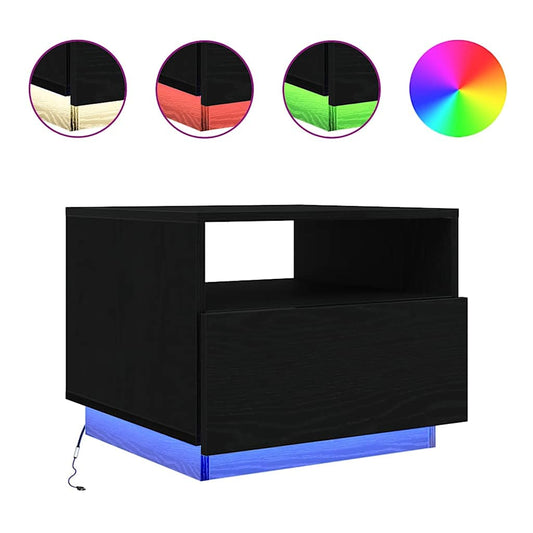 Coffee Table with LED Lights Black Oak 50x49x40 cm Coffee Table with LED Lights Black Oak 50x49x40 cm