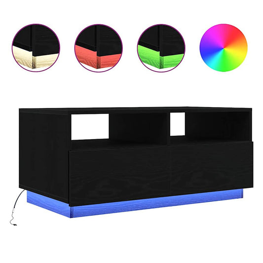 Coffee Table with LED Lights Black Oak 90x49x40 cm Coffee Table with LED Lights Black Oak 90x49x40 cm