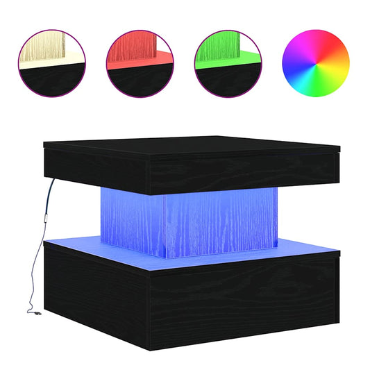 Coffee Table with LED Lights Black Oak 50x50x40 cm Coffee Table with LED Lights Black Oak 50x50x40 cm