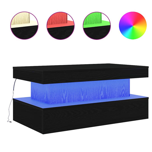 Coffee Table with LED Lights Black Oak 90x50x40 cm Coffee Table with LED Lights Black Oak 90x50x40 cm