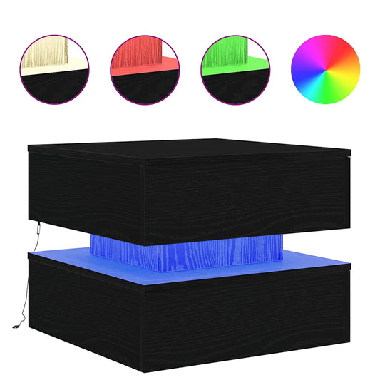 Coffee Table with LED Lights Black Oak 50x50x40 cm Coffee Table with LED Lights Black Oak 50x50x40 cm
