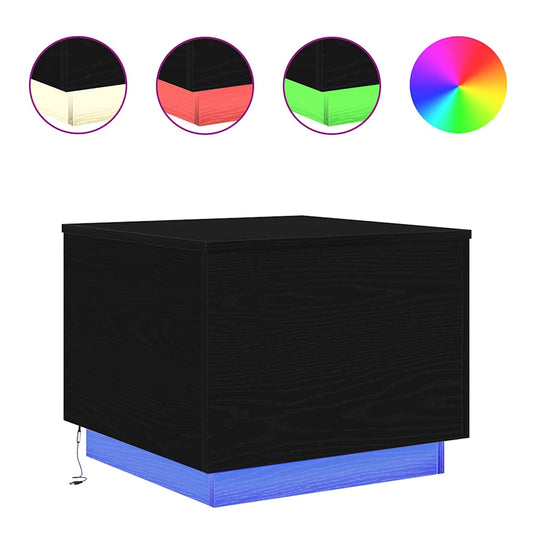 Coffee Table with LED Lights Black Oak 50x50x40 cm Coffee Table with LED Lights Black Oak 50x50x40 cm