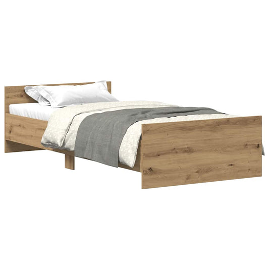Bed Frame without Mattress Artisan Oak 75x190cm Engineered Wood Bed Frame without Mattress Artisan Oak 75x190cm Engineered Wood
