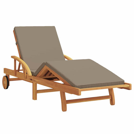 Sun Lounger Solid Acacia Wood Taupe Sun Lounger Solid Acacia Wood Taupe