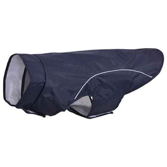 Dog Raincoat with Reflective Strips Polyester Navy Blue 2XL Dog Raincoat with Reflective Strips Polyester Navy Blue 2XL