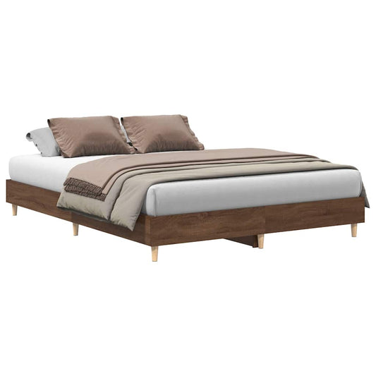 Bed Frame | Brown Oak | Engineered wood, Solid Eucalyptus wood | Double Bed Frame | Brown Oak | Engineered wood, Solid Eucalyptus wood | Double