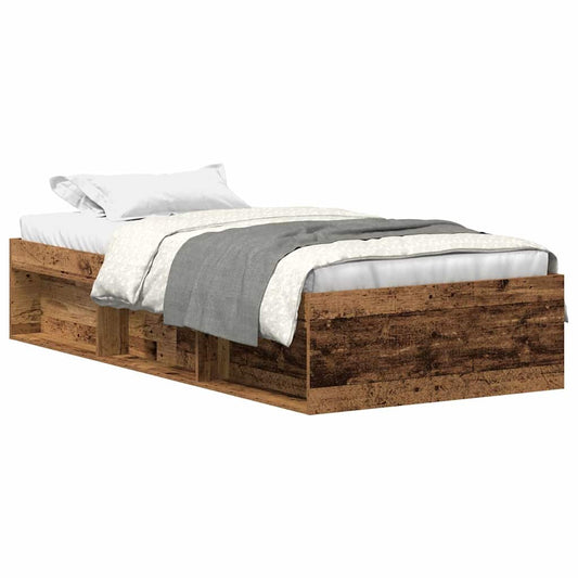 Bed Frame without Mattress Old Wood 90x200cm Engineered Wood Bed Frame without Mattress Old Wood 90x200cm Engineered Wood
