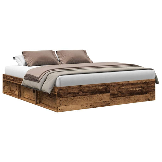 Bed Frame without Mattress Old Wood 200x200cm Engineered Wood Bed Frame without Mattress Old Wood 200x200cm Engineered Wood