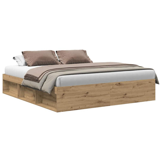 Bed Frame without Mattress Artisan Oak 200x200cm Engineered Wood Bed Frame without Mattress Artisan Oak 200x200cm Engineered Wood