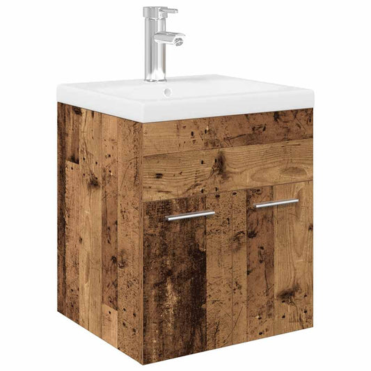 Sink Cabinet with Built-in Basin and Faucet Old Wood Sink Cabinet with Built-in Basin and Faucet Old Wood