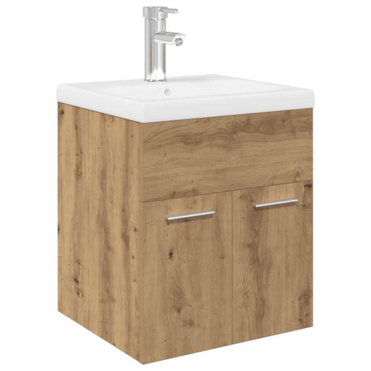 Sink Cabinet with Built-in Basin and Faucet Artisan Oak Sink Cabinet with Built-in Basin and Faucet Artisan Oak