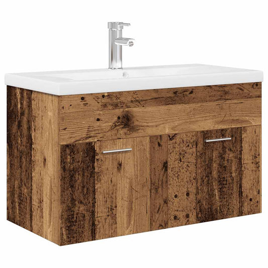 Sink Cabinet with Built-in Basin and Faucet Old Wood Sink Cabinet with Built-in Basin and Faucet Old Wood