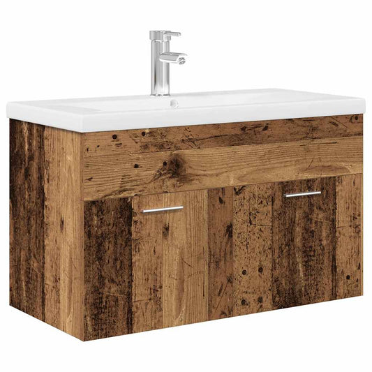 Sink Cabinet with Built-in Basin Old Wood Engineered Wood Sink Cabinet with Built-in Basin Old Wood Engineered Wood