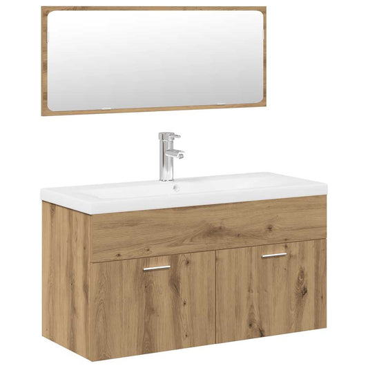 3 Piece Bathroom Furniture Set Artisan Oak Engineered Wood 3 Piece Bathroom Furniture Set Artisan Oak Engineered Wood