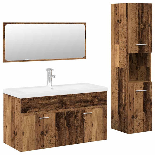 4 Piece Bathroom Furniture Set Old Wood Engineered Wood 4 Piece Bathroom Furniture Set Old Wood Engineered Wood