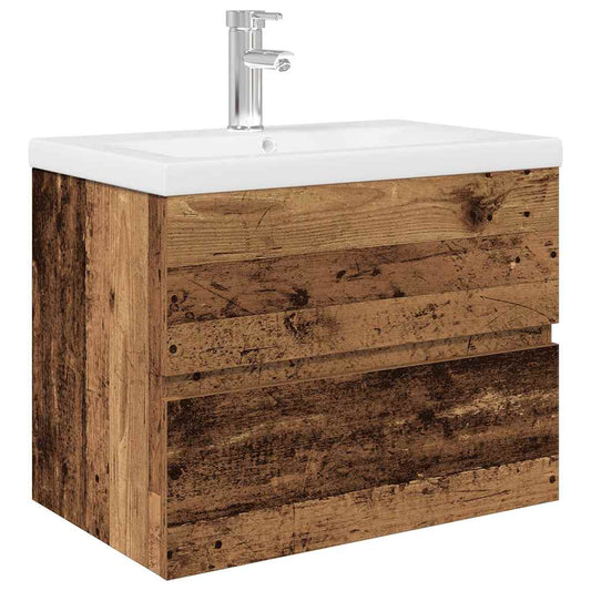 Sink Cabinet with Built-in Basin and Faucet Old Wood Sink Cabinet with Built-in Basin and Faucet Old Wood