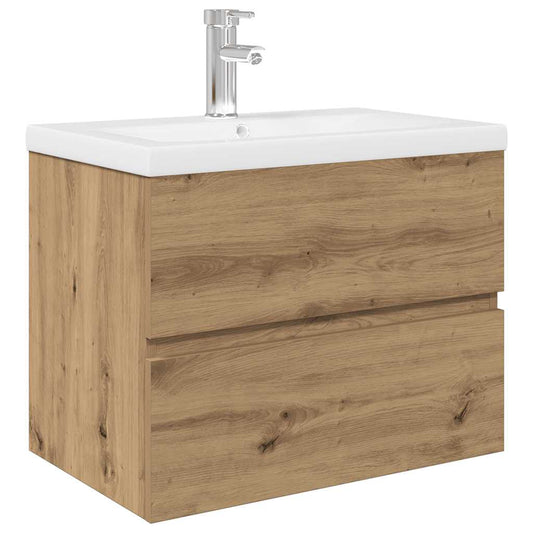 Sink Cabinet with Built-in Basin and Faucet Artisan Oak Sink Cabinet with Built-in Basin and Faucet Artisan Oak