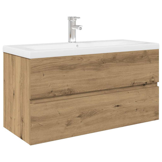 Sink Cabinet with Built-in Basin and Faucet Artisan Oak Sink Cabinet with Built-in Basin and Faucet Artisan Oak